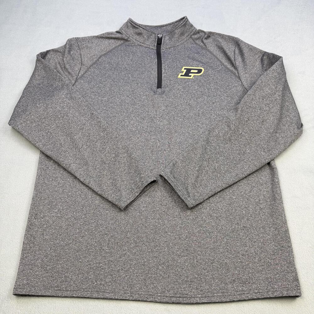 Purdue Boilermakers Shirt Mens Large Gray NCAA Captivating Apparel 1/4 Zip